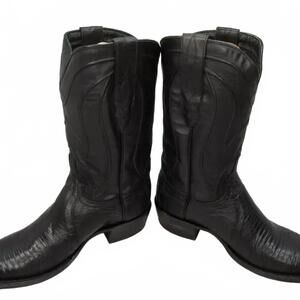 NEW ALLENS BOOTS men's teju lizard western cowboy boots - wide in black